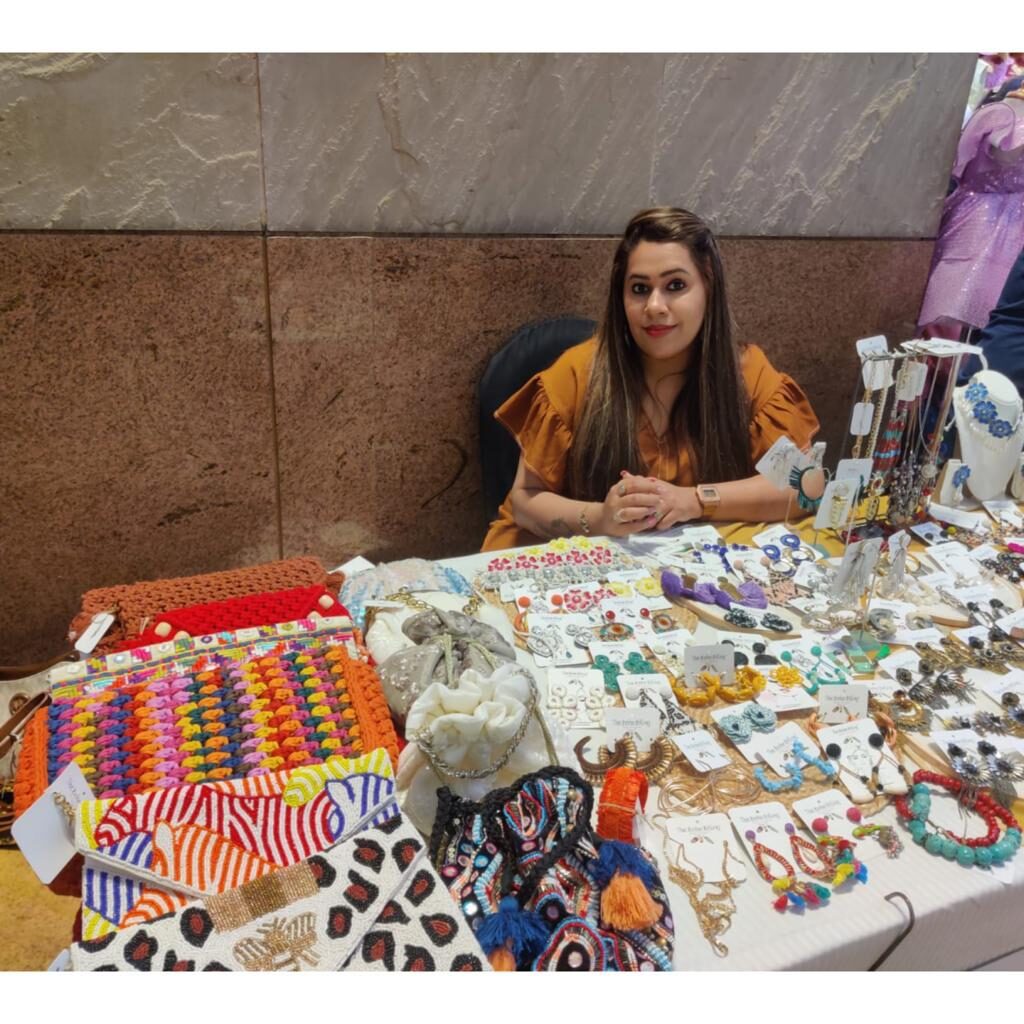 Nekta Narang at her aesthetic boho jewellery stall for The Boho Bling