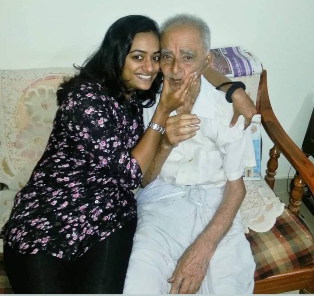 RJ Sowjanya with her grandfather. Story by The Winged Women