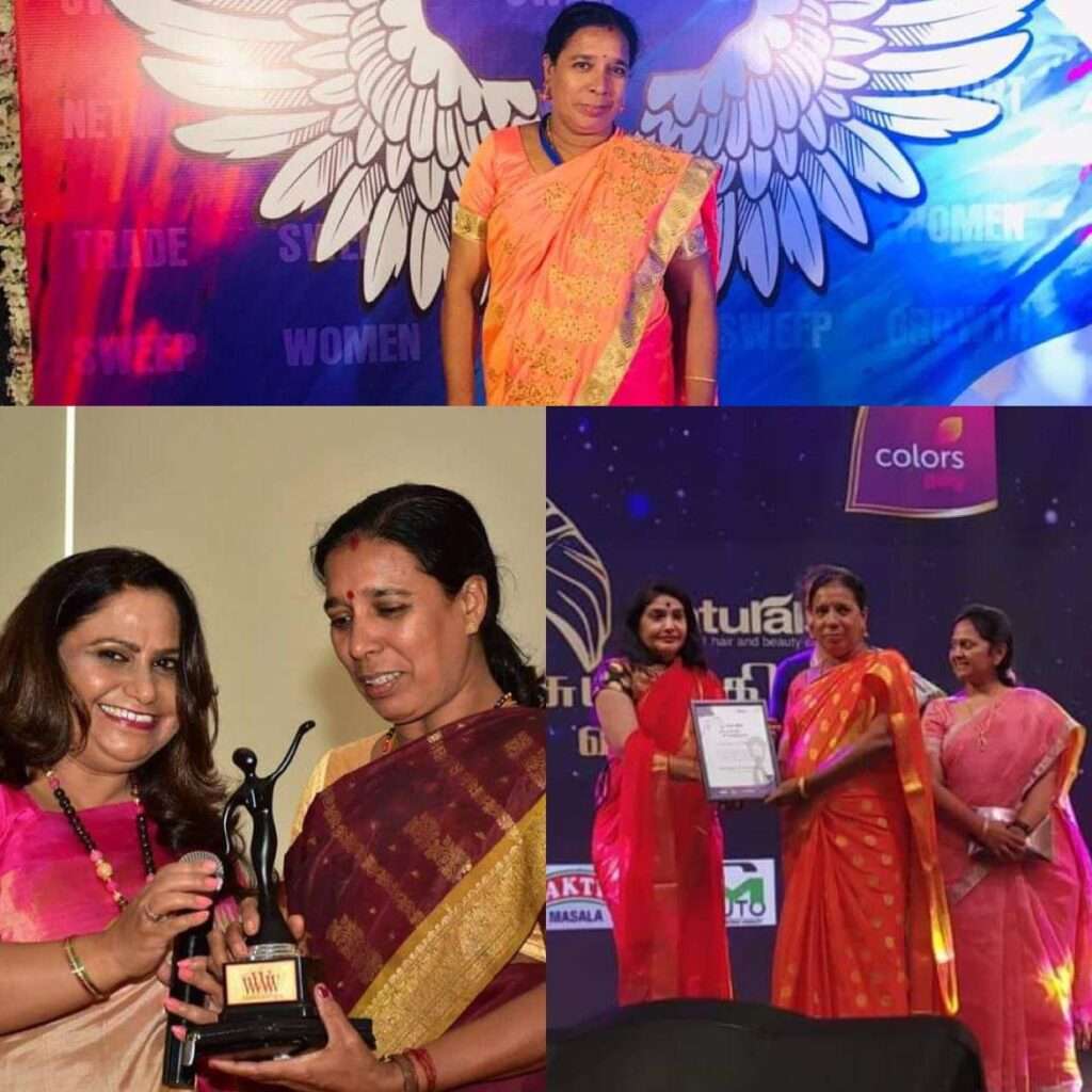 successful female entrepreneur Neelima Thakur receiving awards for great work in her business Shine Herbals