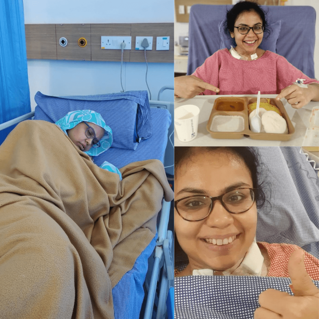 Harsha undergoing treatment post her stage 3 breast cancer diagnosis 
