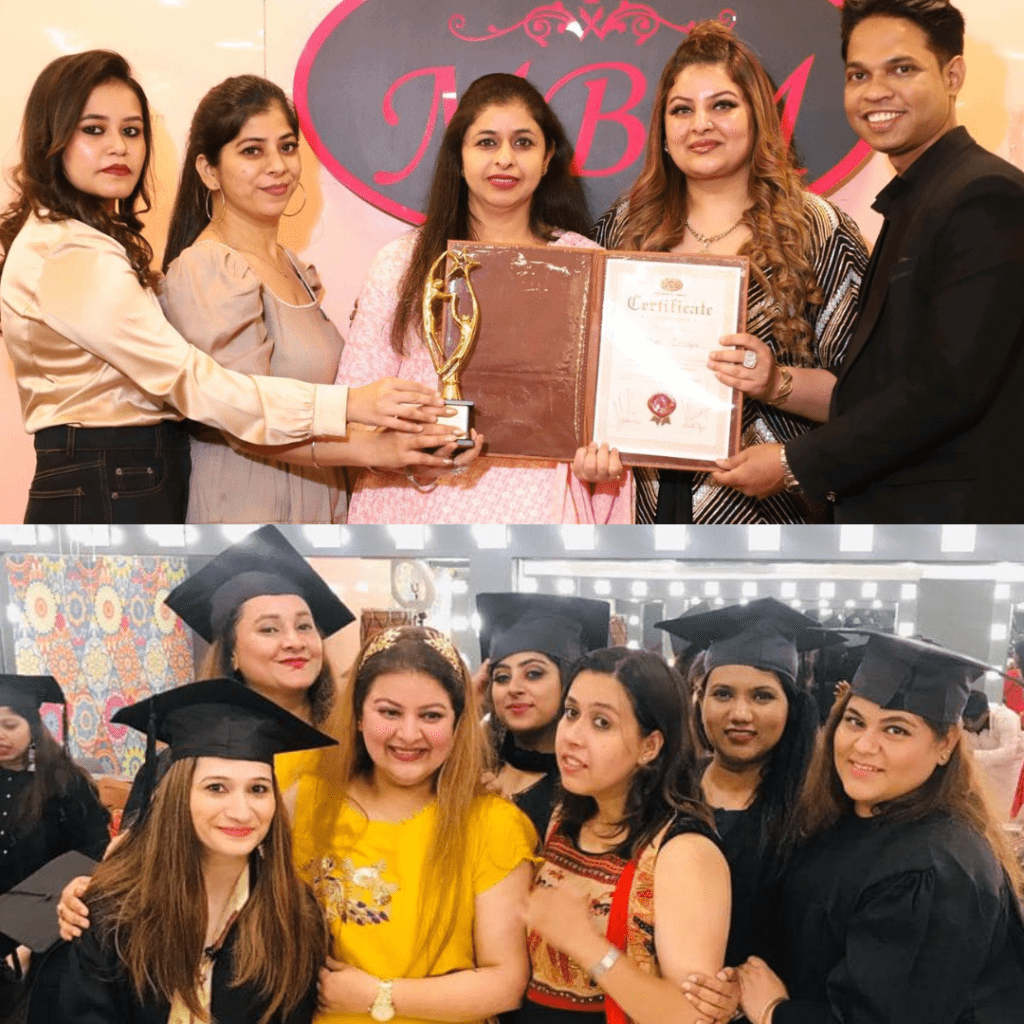 MBM Makeovers' star Manveen Kaur posing with her academy students. 
